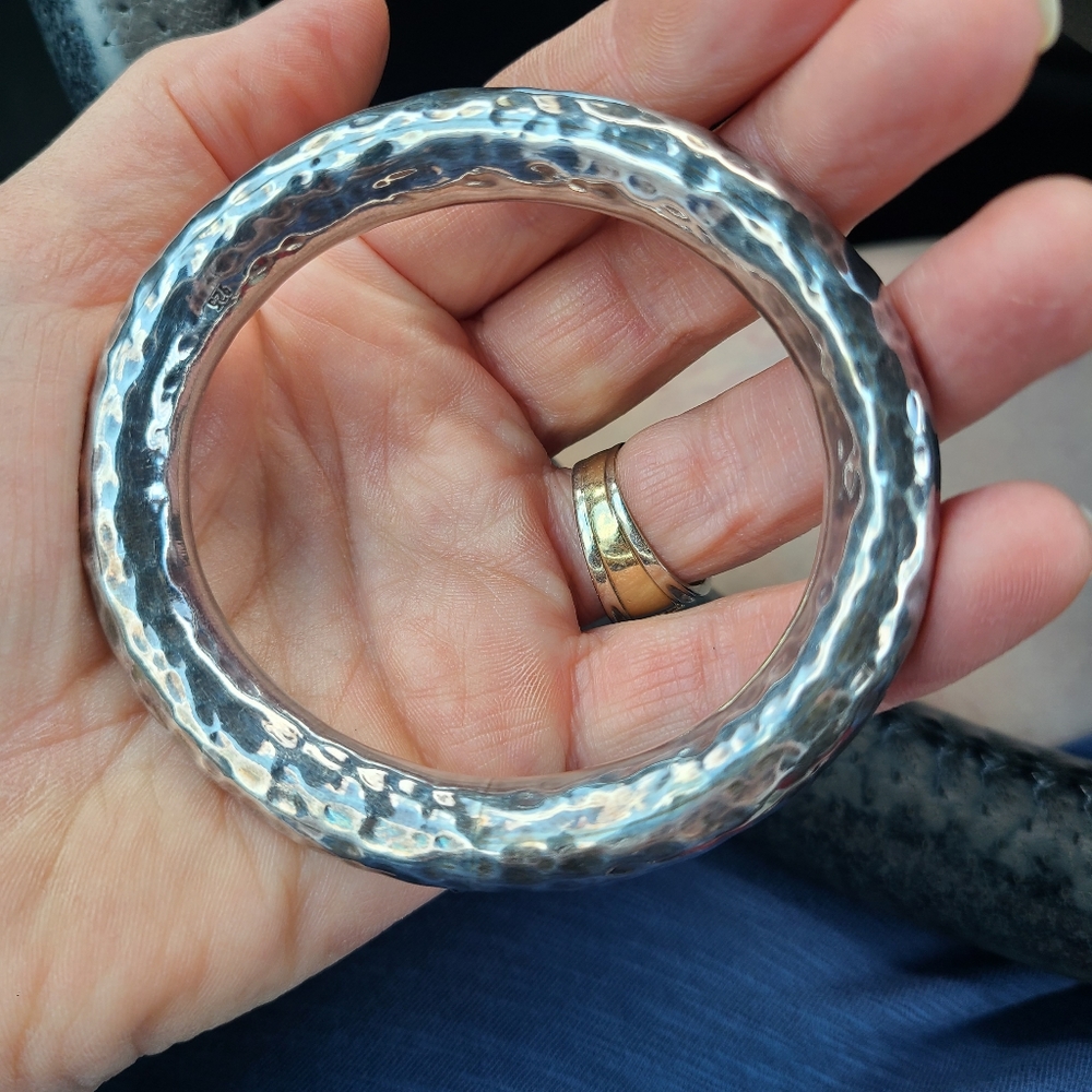 Vintage 925 Hammered Silver Bracelet